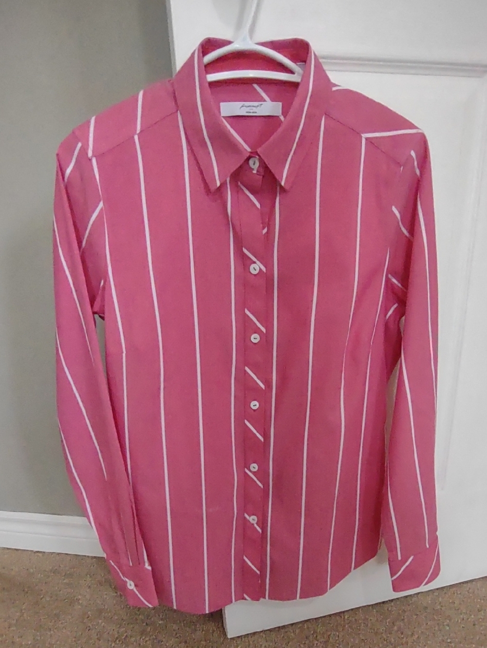 Foxcroft Pink and White Striped Blouse